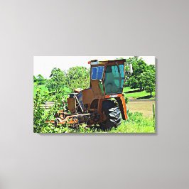 Tractor op een boerderij Fotografie Muurkunst Canvas Afdruk