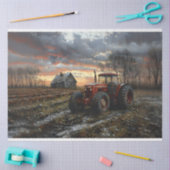 Tractor op een boerderijveld Rustieke Decoupage Tissuepapier (Craft)