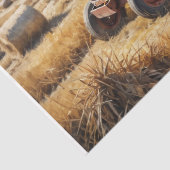 Tractor op het Boerderij Landschap #1 - decoupage  Tissuepapier (Detail)