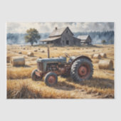 Tractor op het Boerderij Landschap #1 - decoupage  Tissuepapier (Voorkant)