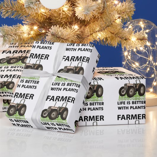 Tractor op het veld boer cadeaupapier (Feestdagen)