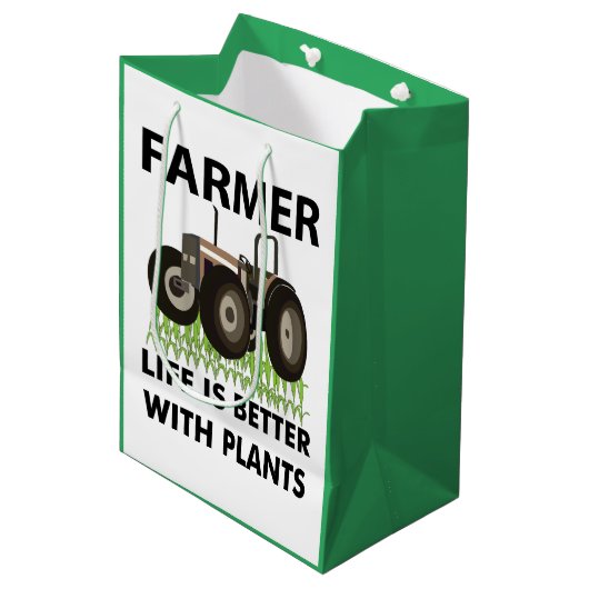 Tractor op het veld boer medium cadeauzakje (Voorkant Gekanteld)