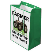 Tractor op het veld boer medium cadeauzakje (Achterkant Gekanteld)
