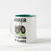 Tractor op het veld boer tweekleurige koffiemok (Voorkant links)