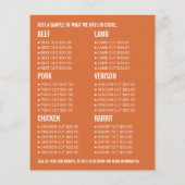 Tractor op veld, boer & slager advertentie flyer (Achterkant)