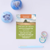 Tractor op veld, boer & slager advertentie flyer (Enkel)