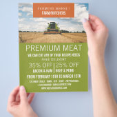 Tractor op veld, boer & slager advertentie flyer (Hand)