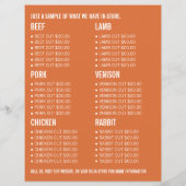 Tractor op veld, boer & slager reclame flyer (Achterkant)