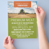 Tractor op veld, boer & slager reclame flyer (Hand)