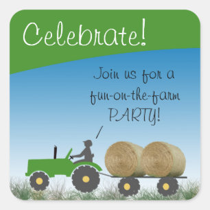 Tractor Party Envelope Seal Vierkante Sticker