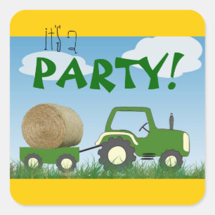 Tractor Party Envelope Seal Vierkante Sticker