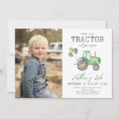Tractor Photo Birthday Invitation | BOERDERIJ Kaart (Voorkant)