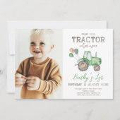 Tractor Photo Birthday Invitation | BOERDERIJ Kaart (Voorkant)