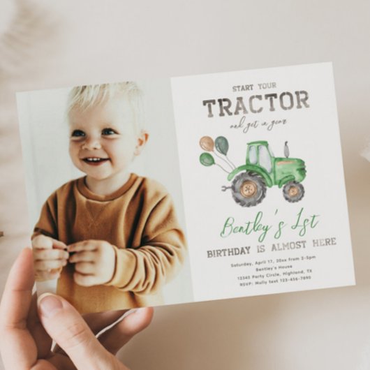 Tractor Photo Birthday Invitation | BOERDERIJ Kaart