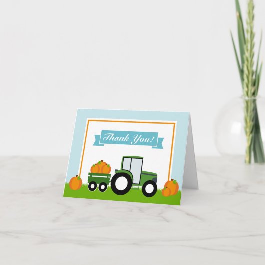 Tractor pompoen dank u kaart gevouwen notitie Kaar (Voorkant)