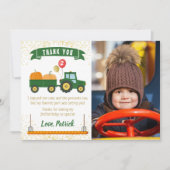 Tractor Pompoen Herfst Verjaardag Foto Bedankkaart (Voorkant)