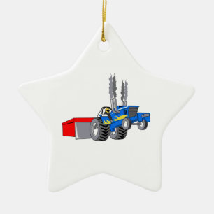TRACTOR PULL KERAMISCH ORNAMENT