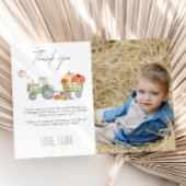 Tractor & Pumpkin Birthday Thank You Photo Card Kaart