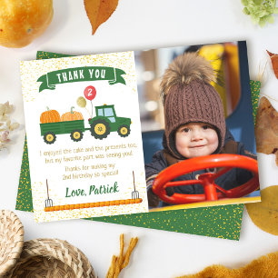 Tractor Pumpkin Herfst Birthday Foto Hartelijk dan Bedankkaart