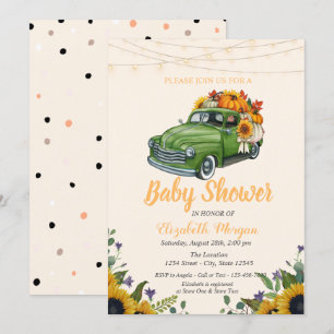 Tractor Pumpkin, Slingers, Stippen Baby Shower Kaart