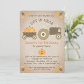 Tractor Pumpkins & Leaves Herfst Birthday Party Kaart (Staand voorkant)