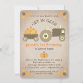 Tractor Pumpkins & Leaves Herfst Birthday Party Kaart (Voorkant)