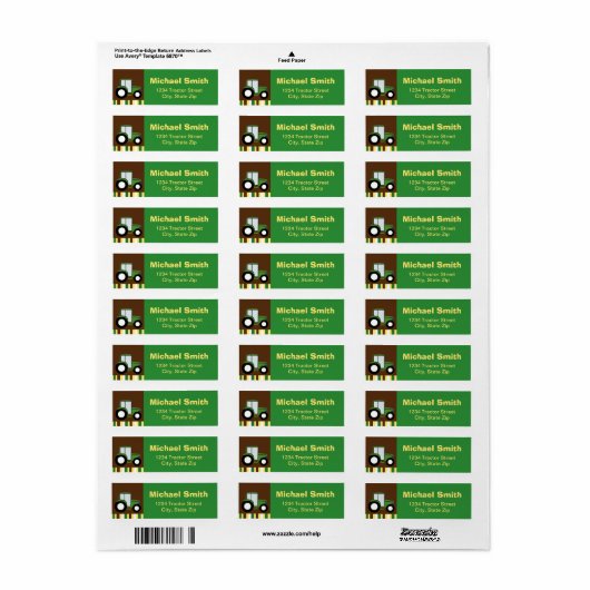 Tractor Return-adreslabel Etiket (Full Sheet)