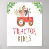 Tractor Rides Farm Animals Barnyard Boy Birthday P Poster (Voorkant)