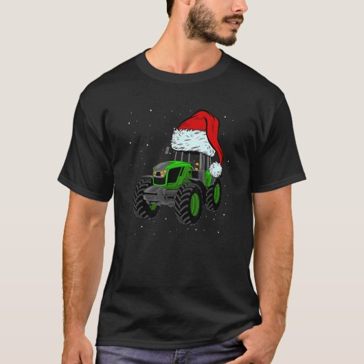 Tractor Santa Hat Christmas Farmer Family Farming T-shirt (Voorkant)