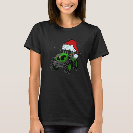 Tractor Santa Hat Christmas Farmer Family Farming T-shirt (Voorkant)