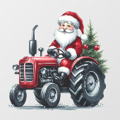 Tractor Santa Window Cling Raamsticker (Vel)