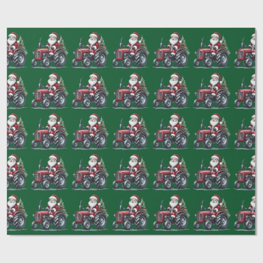 Tractor Santa Wrapping Paper Cadeaupapier (Vlak)