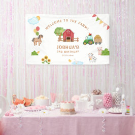 Tractor Schattige Red Barn Animals Verjaardagsfees Spandoek