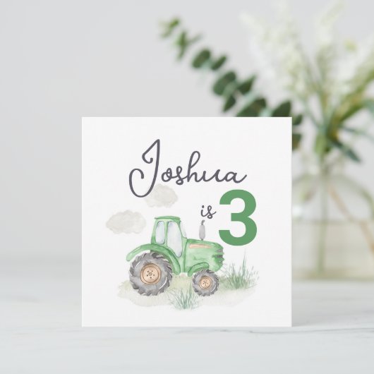 Tractor Thema 13.3cm x 13.3cm Uitnodiging (Staand voorkant)