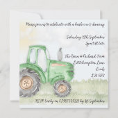 Tractor Thema 13.3cm x 13.3cm Uitnodiging (Achterkant)