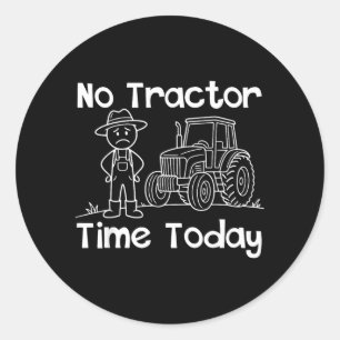 Tractor Tijd Grappige Boer Stickman Minimalistisch Ronde Sticker