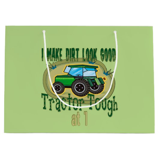 Tractor Tough 1e Verjaardag Large Cadeautasje (Voorkant)