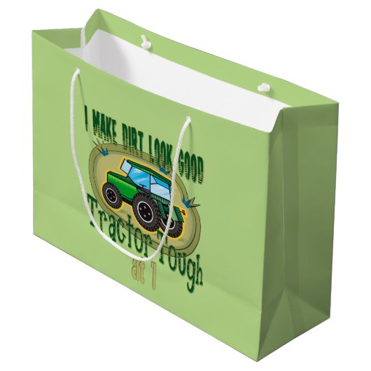Tractor Tough 1e Verjaardag Large Cadeautasje (Voorkant Gekanteld)