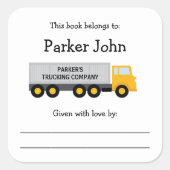 Tractor Trailer Truck kinderboekenplaat Vierkante Sticker (Voorkant)