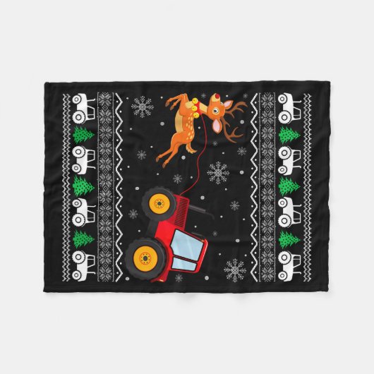 Tractor Ugly Christmas Tree Holiday Funny Xmas Boy Fleece Deken (Voorkant (Horizontaal))