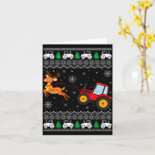 Tractor Ugly Christmas Tree Holiday Funny Xmas Boy Kaart (Gele Bloem)