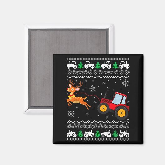 Tractor Ugly Christmas Tree Holiday Funny Xmas Boy Magneet (Voorkant / Achterkant)