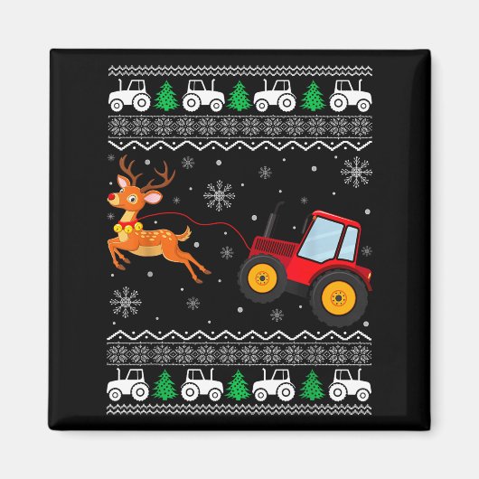 Tractor Ugly Christmas Tree Holiday Funny Xmas Boy Magneet (Voorkant)