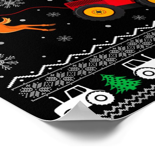 Tractor Ugly Christmas Tree Holiday Funny Xmas Boy Poster (Hoek)