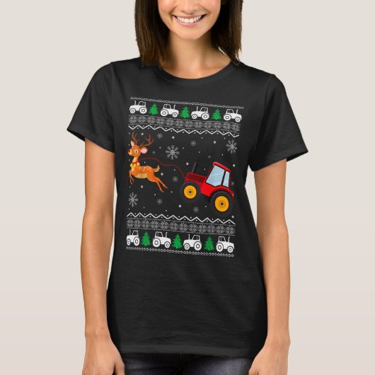 Tractor Ugly Christmas Tree Holiday Funny Xmas Boy T-shirt (Voorkant)