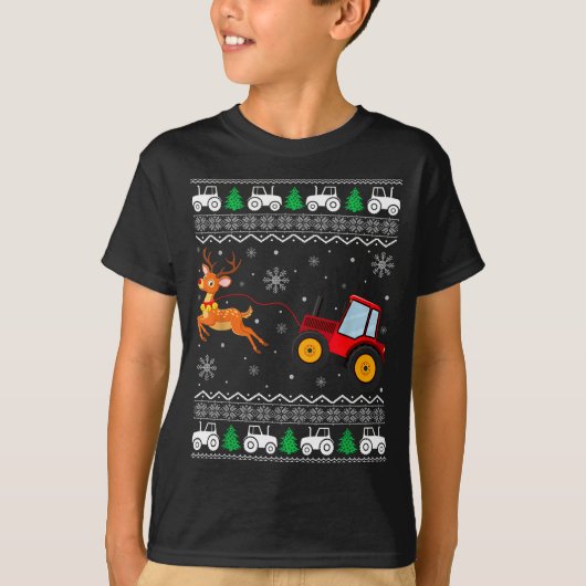 Tractor Ugly Christmas Tree Holiday Funny Xmas Boy T-shirt (Voorkant)