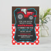 Tractor Uitnodiging voor Boerderij Verjaardagsfees (Staand voorkant)