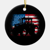 Tractor USA-vlag voor patriottische boer Keramisch Ornament (Voorkant)