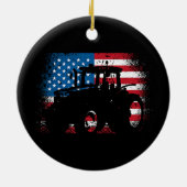 Tractor USA-vlag voor patriottische boer Keramisch Ornament (Achterkant)