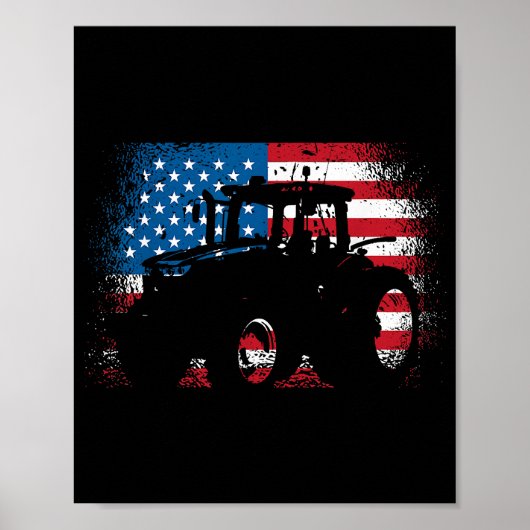 Tractor USA-vlag voor patriottische boer Poster (Voorkant)